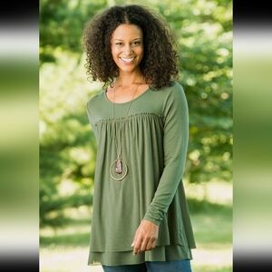 Matilda Jane “A New Leaf” Layered Tunic Top – Size L – Green Long Sleeve Soft